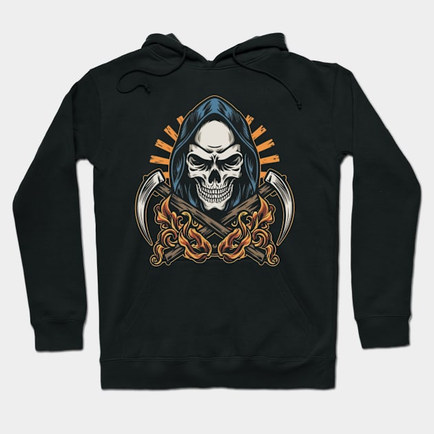 Bold Reaper Body Art - Unleash the Mystique of Death's Ink Hoodie by Goku Creations